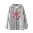 thumbnail image 4 of Estilo oscuro hip hop gótico Harajuku Y2K mariposa estampado de letras cremallera Sudadera con capucha Harajuku chaqueta sudadera, 4 of 5
