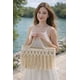 thumbnail image 1 of BOLSA DE PALMA BEIGE CON MACRAME -HECHA A MANO BOLSA ARTESANAL PLAYA MUJER, 1 of 4