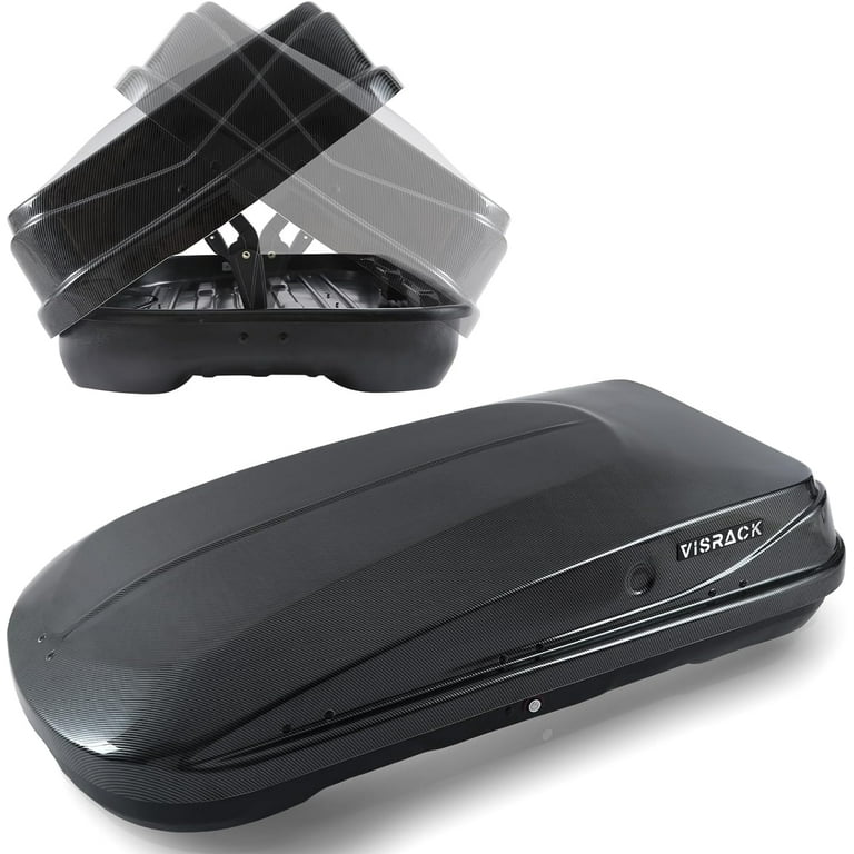 13 FT Black Cargo Box Hard Shell Carbon Fiber Style Roof Cargo