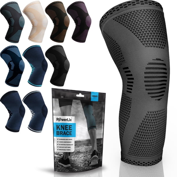Rodillera de compresión POWERLIX: la mejor rodillera para el dolor de rodilla para hombres y mujeres. Soporte para correr, baloncesto, voleibol, levantamiento de pesas, gimnasio, entrenamiento y depor