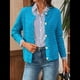 thumbnail image 4 of Cárdigan de Punto para Mujer, Informal, de Larga, con Botones, Abierto, Moderno, para Exteriores Azul Pavo Real S, 4 of 9
