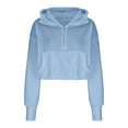 thumbnail image 4 of XPMWRP Women's Crop Half Zip Hoodie Sweatshirts Solid Color Long Sleeve Casual Pullover Fall Winter Warm Fashion Sweatshirts with Pockets Blue XL, 4 of 8