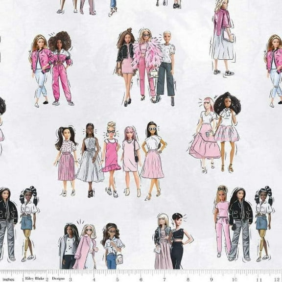 Barbie Girl Main White Cotton Fabric