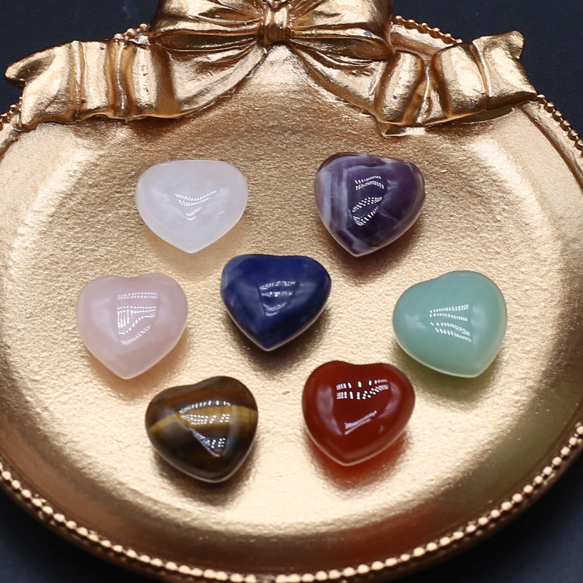 Bomutovy 20 Pcs Heart Shaped Gemstones Crystal Worry Stones Bulk Rocks 0.8  inch Mini Love Carved Stones Pocket Palm Thumb Gemstones for Witchcraft