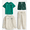 Electric Green/Almond, variant on Boys Tee, Crewneck, Joggers and Shorts, 4-Piece Outfit Set, Sizes 4-10