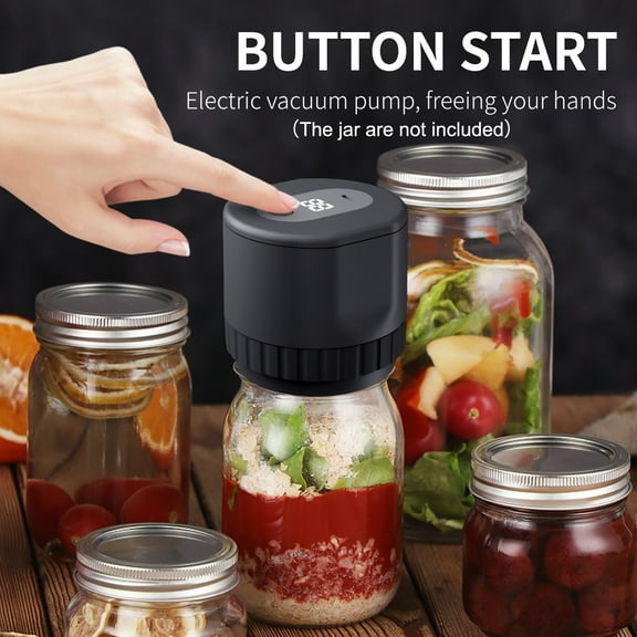 Ametoys Electric Mason Jar Vacuum Sealer Kit, Cordless Automatic Jar Sealer for Food Storage and Fermentation, Wide-Mouth and Regular-Mouth Mason Jar Lids