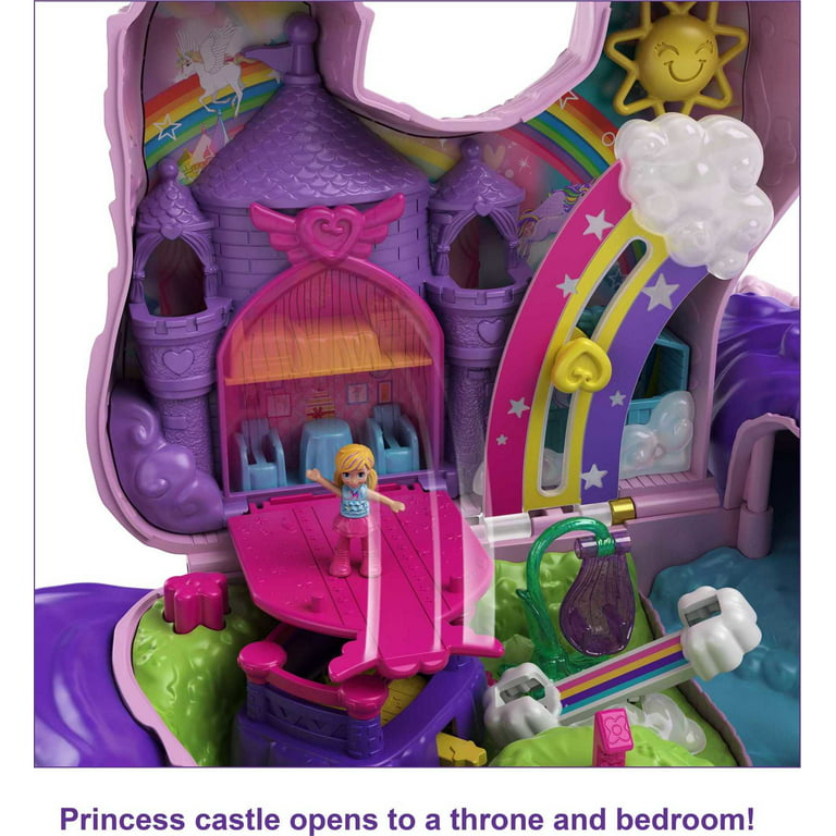 ​Polly Pocket Monster High Playset with 3 Micro Dolls & 10 Accessories,  Opens to High School, Collectible Travel Toy with Storage