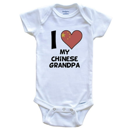 

I Heart My Chinese Grandpa China Flag Baby Bodysuit 3-6 Months White