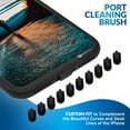 thumbnail image 2 of PortPlugs Port Covers (10 Pack) + 7 Piece Cell Phone Cleaning Kit, Anti-Dust Charging Port Plugs, Compatible with Apple iPhone 11, X, XS, 8, 8 Plus, 7, 6, iPads (Black), 2 of 6
