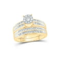 thumbnail image 2 of FB Jewels 10kt Yellow Gold His Hers Round Diamond Cluster Matching Wedding Set 1-1/5 Cttw, 2 of 4