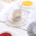 thumbnail image 3 of Handmade Cotton Coasters Macrame Cup Pad Bohemia Tablecloth Table Mat Round Woven Braided Cup Coasters Insulation Pad Cup Mat(J), 3 of 7
