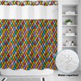 thumbnail image 1 of No Hook Shower Curtain, Colorful Rhombic Shower Curtains for Bathroom with See Through Top Window, Abstract Geometric Art Vintage Rustic Waterproof & Washable Bath Curtain 66"x72", 1 of 5