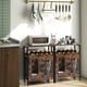 thumbnail image 4 of Costway Gabinete de Bar de Licores, Gabinete de Bar de Café, Estante de Vino Desmontable & Portavasos, Aparador Buffet de Piso con Puerta de Malla Metálica, Ideal para Sala de Estar, Cocina, Comedor, 4 of 5