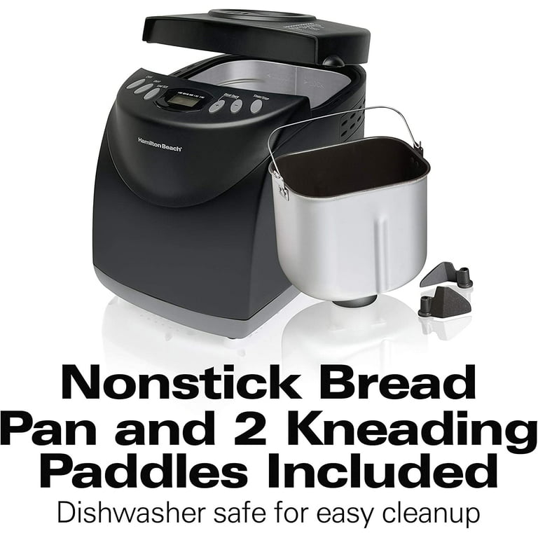 Hamilton Beach Bread Maker Machine, Digital, Programmable, 12 Settings +  Gluten Free, Dishwasher Safe Pan + Kneading Paddle, 2 lb Capacity, Black