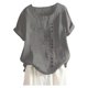 thumbnail image 1 of Túnica boho de algodón y lino para mujer en tallas grandes: blusa informal holgada y transpirable, manga 3/4, cuello redondo, tallas S-5XL., 1 of 3