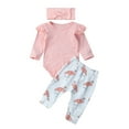 thumbnail image 1 of Dewadbow 3Pcs Set Boys Girls Clothes Romper Shirt Tops Flamingo Pants Outfits, 1 of 5