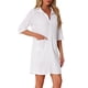 thumbnail image 4 of Batas de mujer con cremallera, de waffle, de 3/4 de manga, bata de baño de longitud a la rodilla, ligera, abrigo de casa corto, pijama con bolsillos, M blanco, 4 of 6
