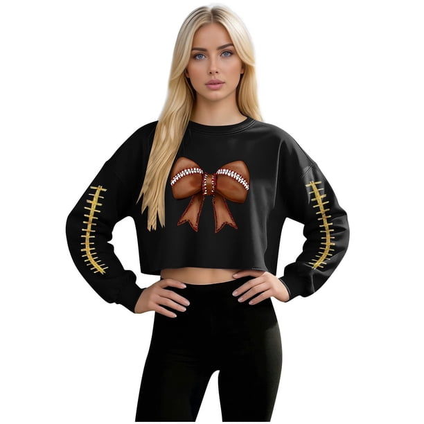 TaTaai Ladies Casual Loose Long Sleeve T Shirt Baseball Print Crew Neck Pullover Sports Sweatshirt Fashion Top Gift