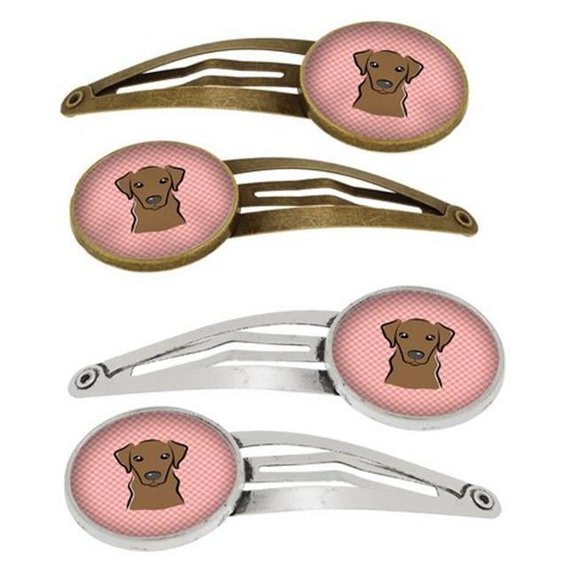 Carolines Treasures BB1234HCS4 Checkerboard Pink Chocolate Labrador Barrettes Hair Clips, Set of 4