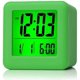 thumbnail image 1 of Reloj despertador digital de viaje fácil de configurar, función de repetición, luz nocturna suave, visualización de hora, mes, fecha y alarma en pantalla grande (verde), 1 of 5