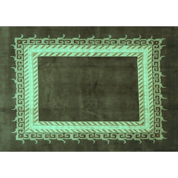 Ahgly Company Machine Washable Indoor Rectangle Persian Turquoise Blue Traditional Area Rugs, 5' x 7'