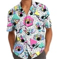 thumbnail image 5 of Retro Mushroom Alien Bigfoot Hawaiian Shirt For Men UFO Sasquatch Mens Hawaiian Shirts Short Sleeve Button Down Shirt Men, 5 of 7