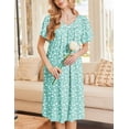 thumbnail image 3 of Ekouaer Nightgowns for Women Short Sleeve House Dress with Pockets Soft Moomoo Pleated Mumu Dresses V Neck Sleepwear, 3 of 6