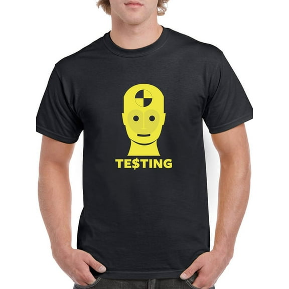 Dummy Crash Front Testing Men Black T-Shirt, Male Large