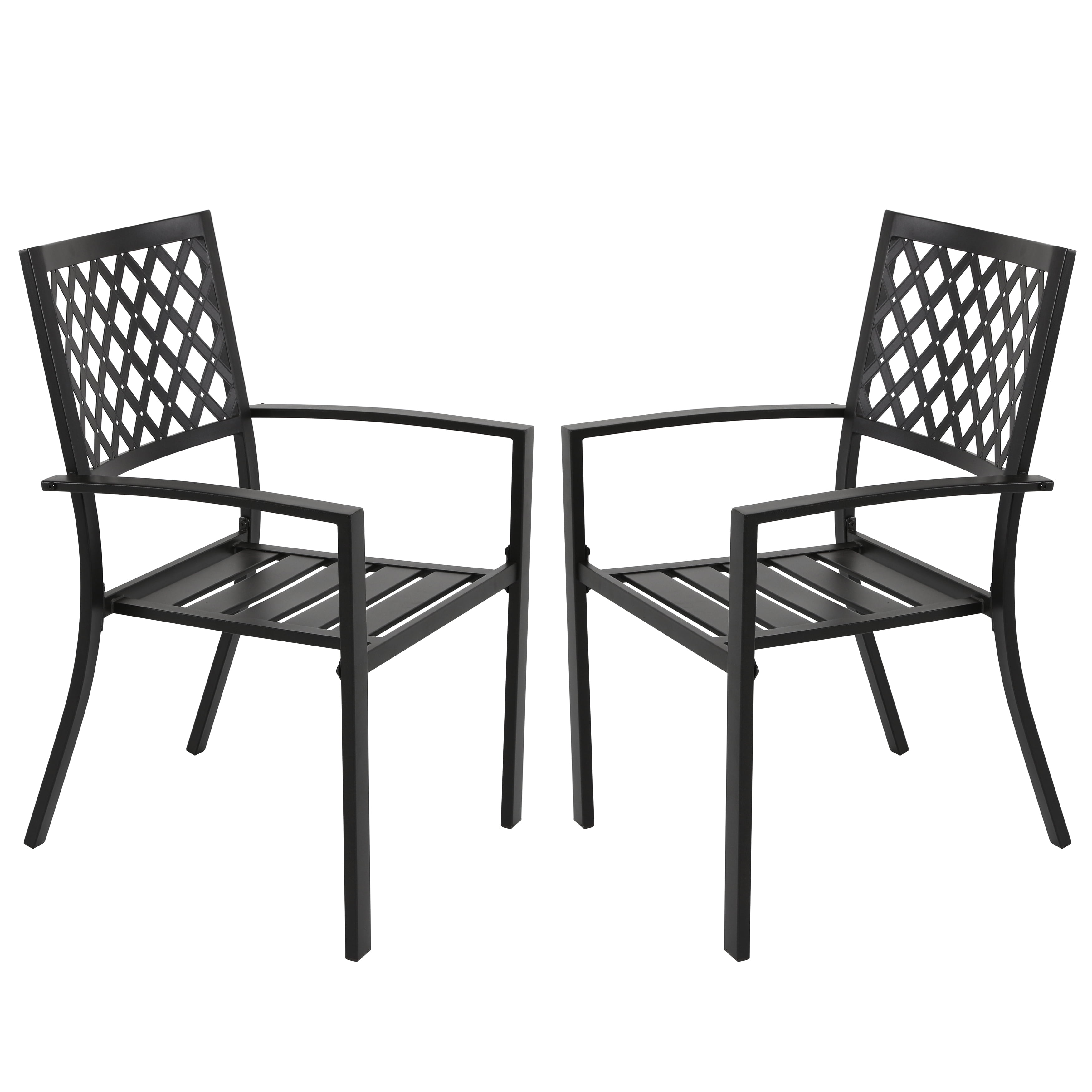 Nuu Garden Outdoor Patio Chair Set of 2 Bistro and Dining Chairs, Powder-coated Finish and Iron Frame, for Outdoor and Indoor Space, Patio, Deck, Garden, Backyard, Balcony, Black