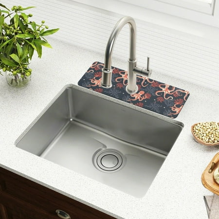 

2 Pack Octopus and Coral in Sea Faucet Mat for Kitchen Sink 30 Sink Splash Guard Mat Super Absorbent Fast Drying Drain Pad
