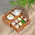 thumbnail image 4 of Tea Bag Organizer (Can hold 160 bags) Natural Acacia Wood Tea Organizer, Tea Bag Organizer for Drawer, Tea Box for Countertop, Tea Bag Box Combined with Teapot & Teacup Shelf, Tea Storage,Tea Station, 4 of 7