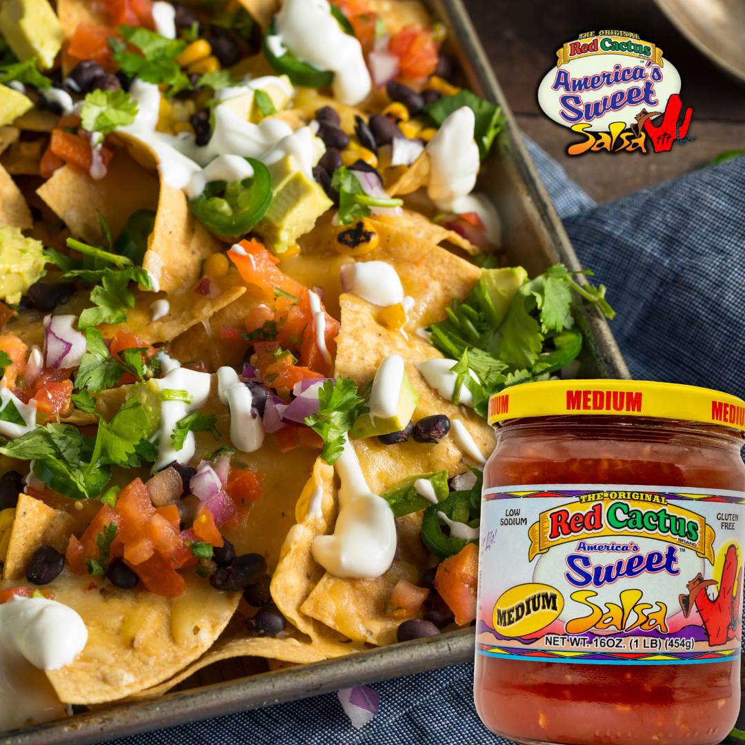 (2 pack) Red Cactus America’s Sweet Salsa, Medium, 16 oz - Medium Salsa for Chips, Tacos, and Nachos