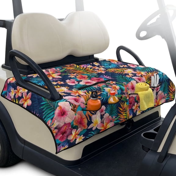 HUIACONG Colorful Flowers Golf Cart Seat Covers Breathable Portable Golf Cart Seat Covers Club Car 4 Pocket Non-Slip Fit Most Cars EZGO Yamaha Club Car