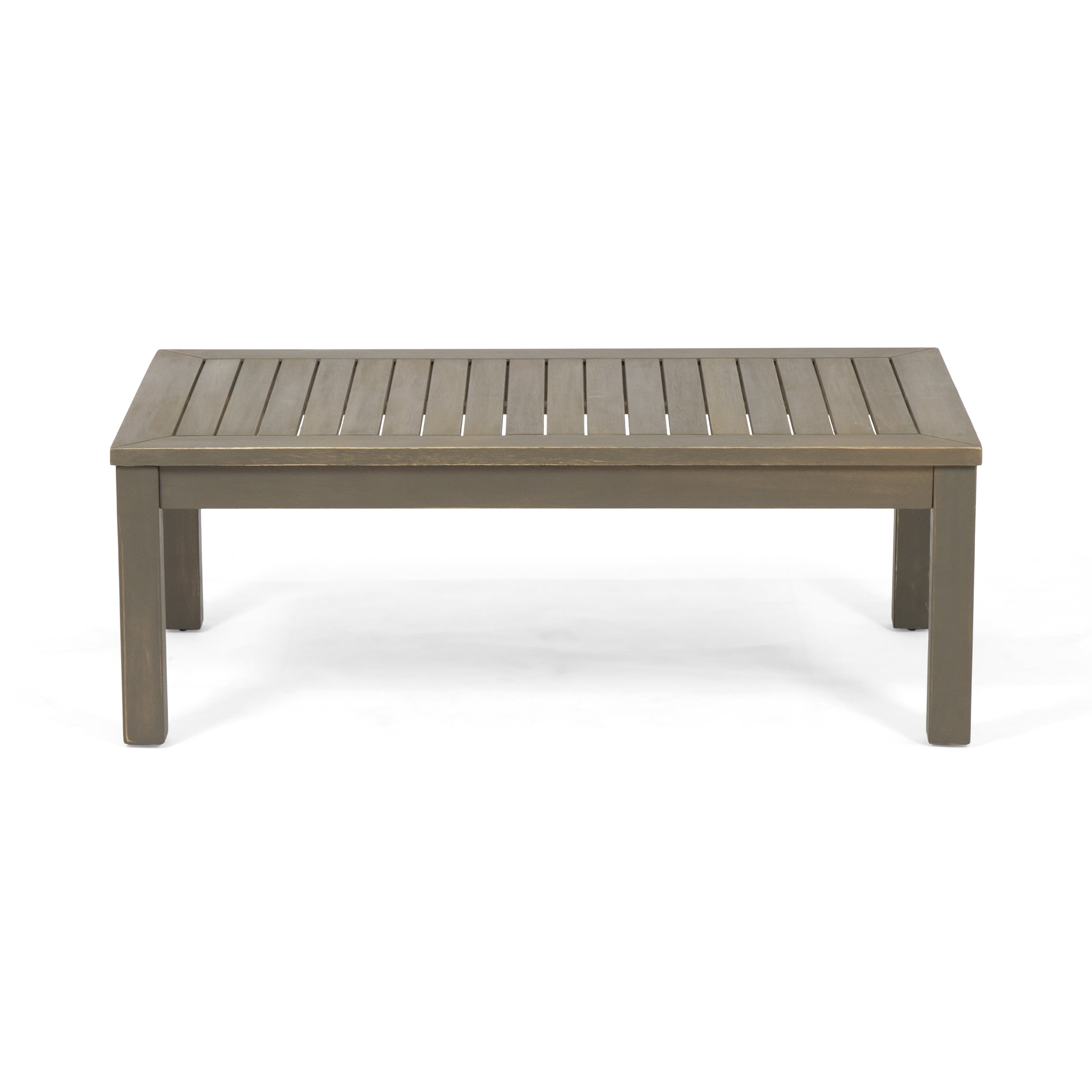 Remi Outdoor 6 Seater Acacia Wood Extended Chat Set, Gray