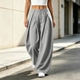 thumbnail image 2 of Solid Dress Slacks Baeitkot Women's Winter Fashion Casual Solid Color Button Zipper Pleated Loose Suit Pants, 2 of 7