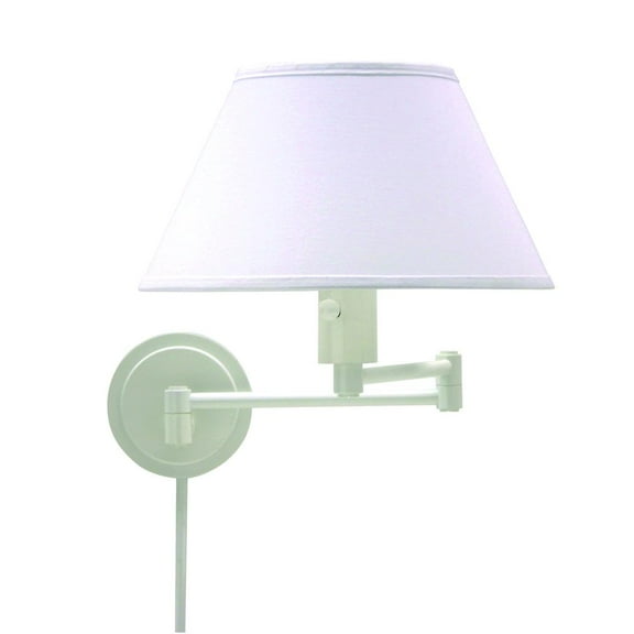 House Of Troy WS14-9 Home/Office Collection Swing-Arm Wall Lamp, White with White Linen Hardback Shade