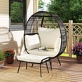 thumbnail image 1 of Costway 2 PCS Patio Wicker Lounge Basket Set Oversized Egg Chair with Soft Cushions, 1 of 10