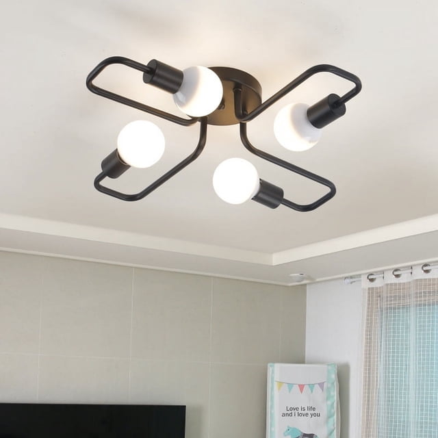 Lámpara de techo de iluminación interior con codo de hierro forjado estilo retro industrial para sala de estar y comedor