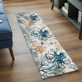 thumbnail image 4 of Nautical Teal Washable Runner Rugs 2'x6', Octopus Ocean Coral Starfish Coastal Map Low Pile Throw Entryway Rug Non-Slip Sturdy Edge Binding Carpet for Indoor Bedside Entrance Bedside, 4 of 9