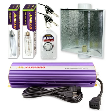 - Apollo Horticulture GLK1000LS24 1000 Watt Grow Light Digital Dimmable HPS MH System for Plants Air Cool Hood Set