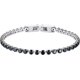 thumbnail image 4 of Pulsera de tenis clásica con circonita cúbica para mujer, pulseras de tenis de acero inoxidable chapadas en oro de 18 quilates, transparente/negro, tamaño 6,5/7,5 pulgadas, viene en caja de regalo, 4 of 5