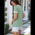 thumbnail image 3 of Camisetas de Corta con Cuello en V para Mujer, Verde , Talla S, 3 of 6
