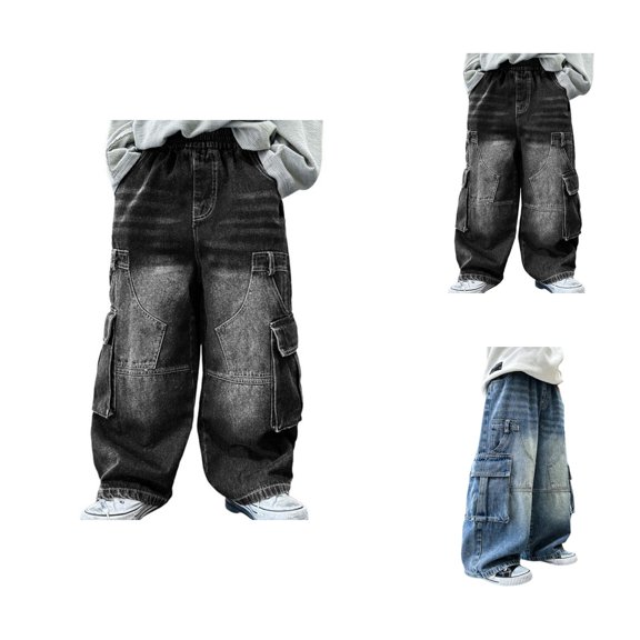 Boys Sweatpants Baggy Jeans Boys Boys Cargo Trousers Fully Elastic Waist Comfortable Durable Regular Fit Children Pants For Active Play Age 4 12 Years