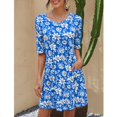 thumbnail image 1 of Nouvelle Robe à Manches Courtes Imprimée à Fleurs pour Femmes une Robe de Ligne, 1 of 5