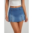 thumbnail image 6 of EMMIOL Women's Mid-Low Waisted Stretch Denim Mini Skort Y2K Casual Jean Skirt with Built-in Shorts, 6 of 7