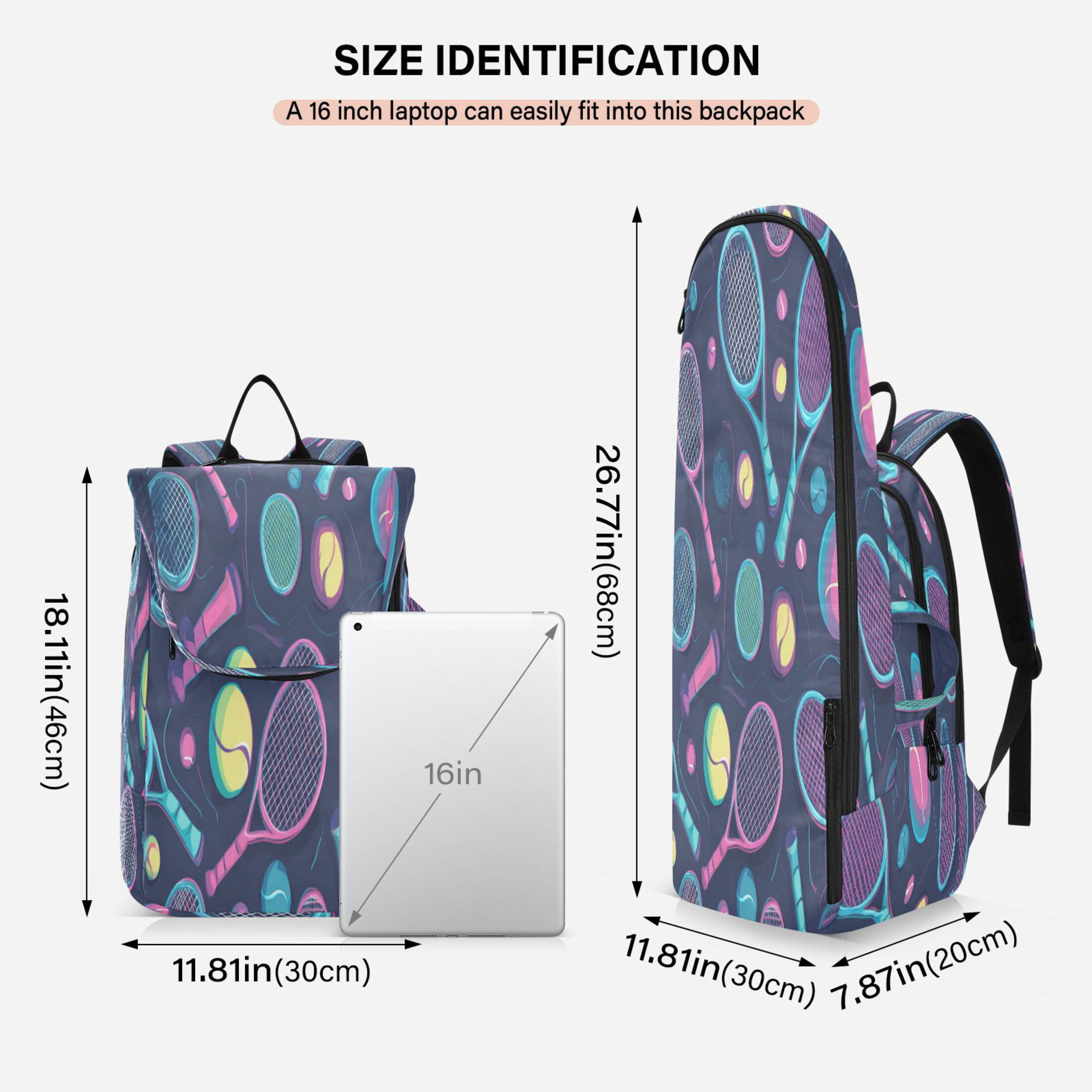 2 Racquet Holder Tennis Backpack Tennis Racket Covers Gym Bags Cartoon Tennis Rackets