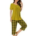 thumbnail image 2 of yievot Womens Capri Pajama Sets Short Sleeve Top and Capri Pant Set Soft Sleepwear Printed 2 Piece Lounge Sets, 2 of 7