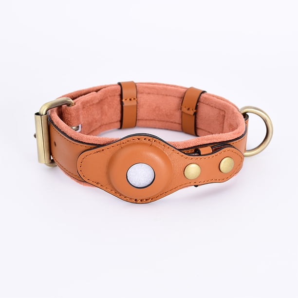 Collar para perro compatible con Apple Premium Leather Dog Collar con Apple AirTag Holder Adepaton Correas y Collares para Perros