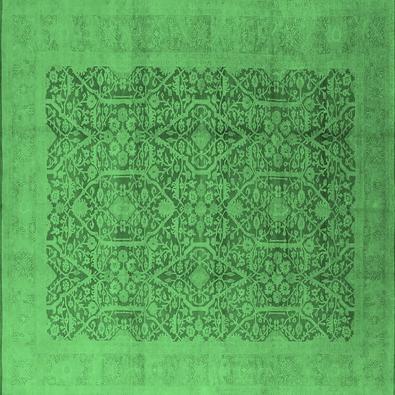 Ahgly Company Indoor Square Oriental Emerald Green Traditional Area Rugs, 3' Square