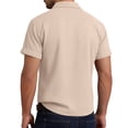thumbnail image 4 of JULMCOMO Cotton Linen Shirts for Men Collared Roll Cuff Short Sleeve Breathable Lightweight Casual Summer Button Down Shirt Khaki 2XL, 4 of 8